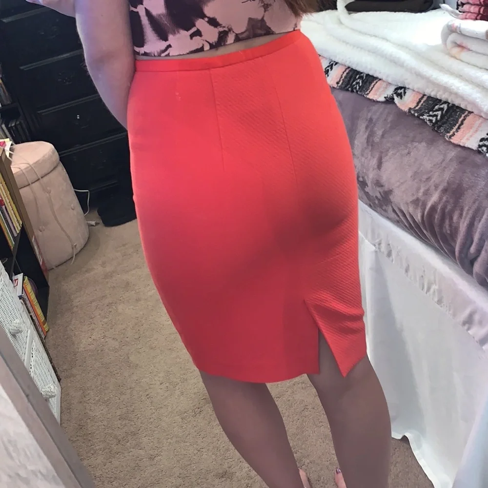 The Limited Red Orange Coral Dress Skirt Sz 0 - Picture 6 of 7